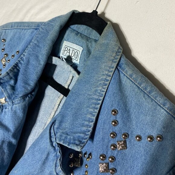 Vintage Pado Oversized Bedazzled Denim Jacket M - Picture 12 of 16